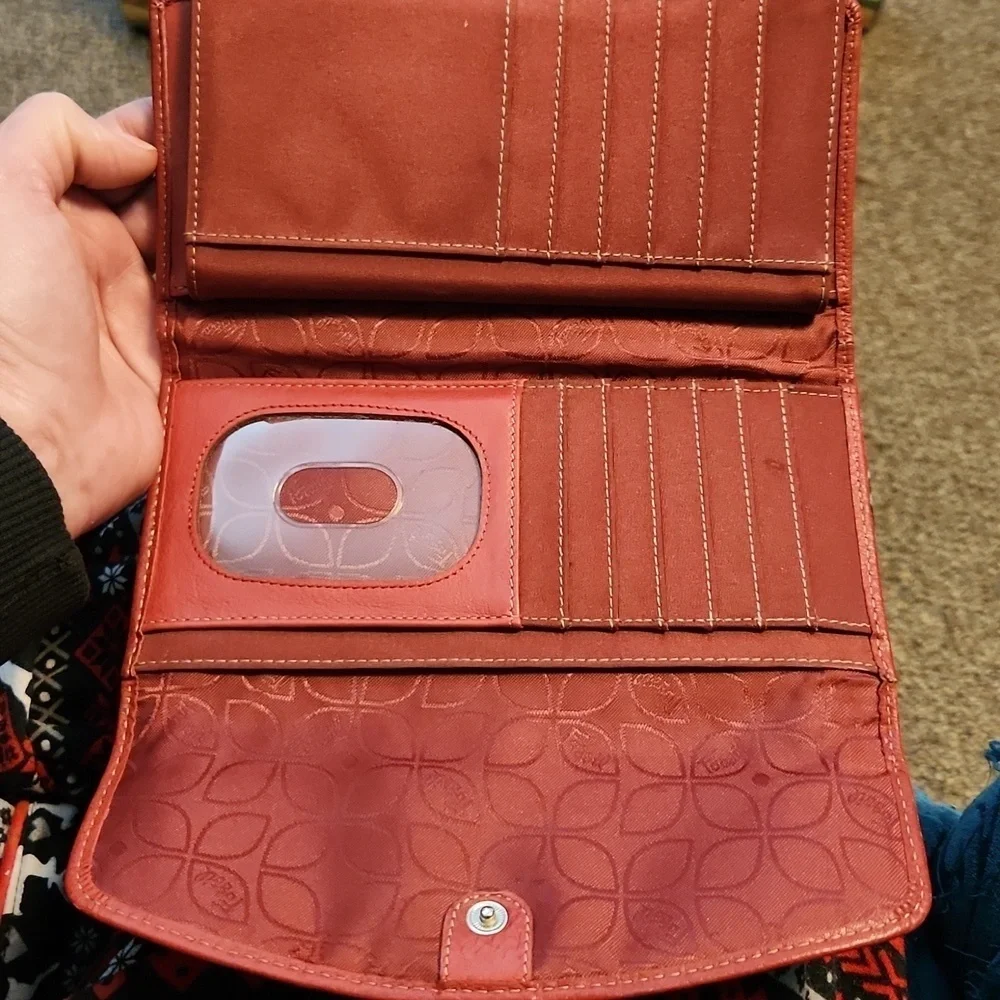 FOSSIL Red Leather Wallet  SAVE 15%! EUC